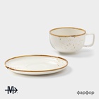 Чайная пара Magistro «Церера», 2 предмета: чашка 250 мл, блюдце d=16.5 см, фарфор, белая - Фото 2