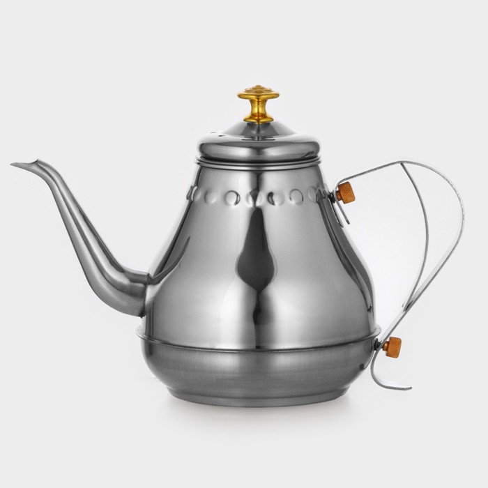 Чайник заварочный из нержавеющей стали «Леранс», 1,2 л, металлическое сито, цвет хромированный - Фото 1