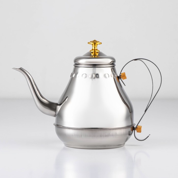 Чайник заварочный из нержавеющей стали «Леранс», 1,1 л, металлическое сито, цвет хромированный - Фото 1