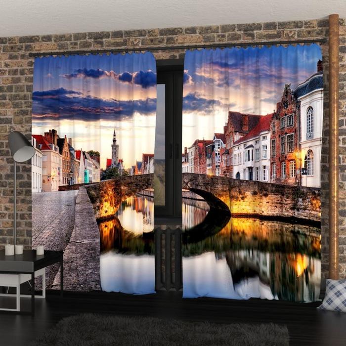Фотошторы «Бельгийский мостик», размер 150х260 см, габардин - фото 1908685873