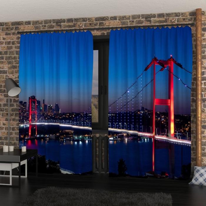 Фотошторы «Вечерний мост в Стамбуле», размер 150х260 см, габардин - Фото 1