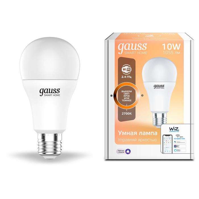 Лампа Светодиодная Gauss Smart Home DIM, А60, Е27, 10 Вт, 2700 К - Фото 1