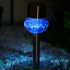 Садовый светильник на солнечной батарее «Грани синие», 5.5 × 29 × 5.5 см, 1 LED, свечение белое - Фото 2