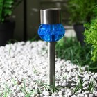 Садовый светильник на солнечной батарее «Грани синие», 5.5 × 29 × 5.5 см, 1 LED, свечение белое - Фото 3
