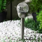 Садовый светильник на солнечной батарее «Стеклянный шар», 6 × 36.5 × 6 см, 1 LED, свечение белое - Фото 3