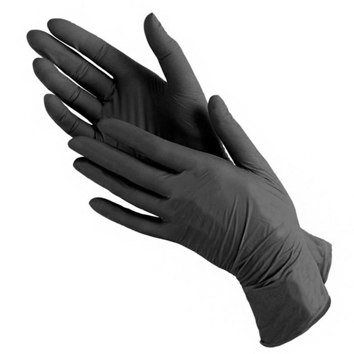 Медицинские перчатки BENOVY, нитриловые, нестерильные, текстурированные на пальцах, черные, размер L, 100 пар - Фото 1