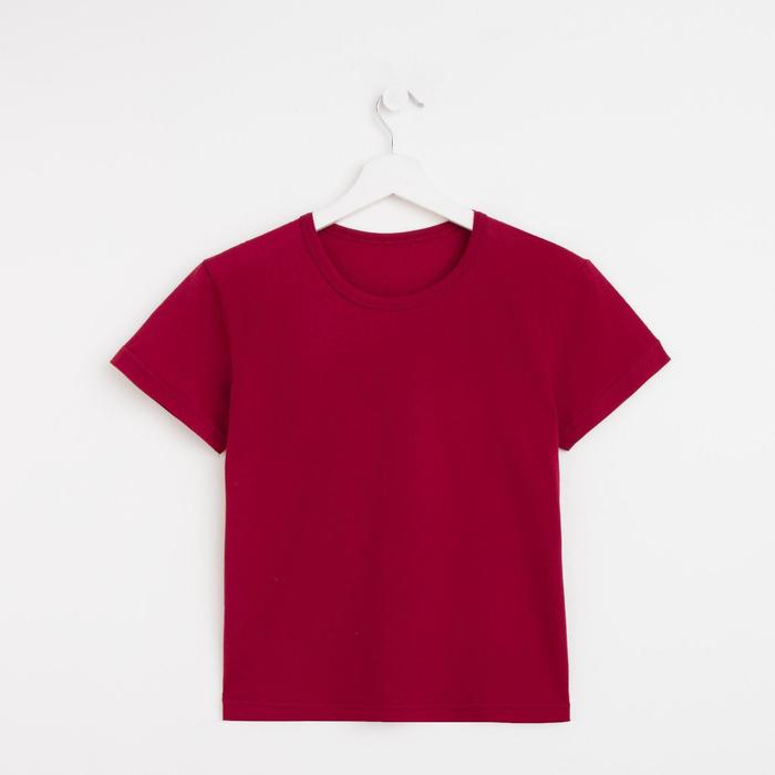 Футболка женская однотонная, цвет бордовый, размер 54 - Фото 1