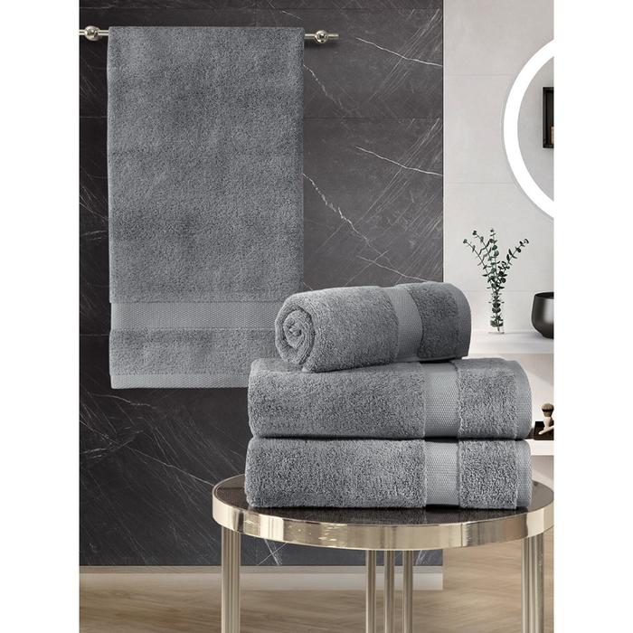 Комплект махровых полотенец Arel, размер 50x100 см - 2 шт, 70x140 см - 2 шт, цвет серый