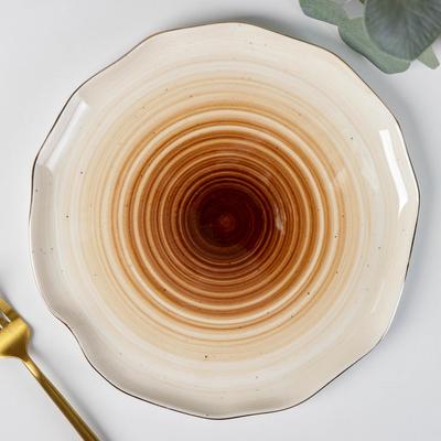 Тарелка фарфоровая обеденная Доляна «Млечный путь», d=25 см, цвет коричневый