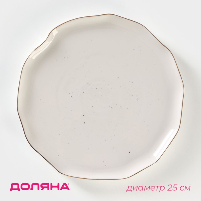 Тарелка фарфоровая обеденная Доляна «Млечный путь», d=25 см, цвет белый в крапинку - Фото 1