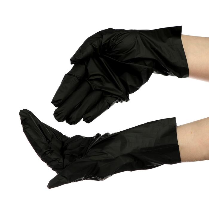 Перчатки одноразовые VINYLTEP PREMIUM, черные, размер L, 100 шт - Фото 1