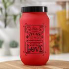 Банка стеклянная для сыпучих продуктов «Любовь на кухне», 1 л, цвет красный - фото 4324389