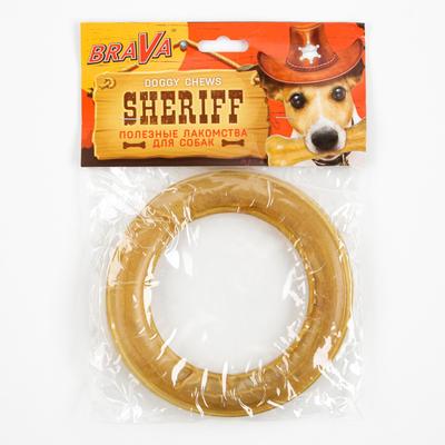 Лакомство BraVa  Sheriff для собак сыромятное прес.кольца 6" 15см, 130-140 г
