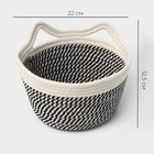 Корзина для хранения LaDо́m «Кэтс», плетёная, ручной работы, с ручками, хлопок, 22×22×12.5 см - Фото 3