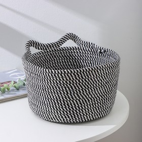 Корзина для хранения плетёная ручной работы Доляна «Кэтс», 26×26×15,5 см, цвет чёрно-белый