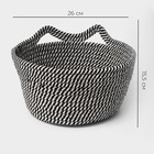 Корзина для хранения LaDо́m «Кэтс», плетёная, ручной работы, с ручками, хлопок, 26×26×15.5 см, чёрная - Фото 3