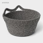 Корзина для хранения LaDо́m «Кэтс», плетёная, ручной работы, с ручками, хлопок, 26×26×15.5 см, чёрная - Фото 2