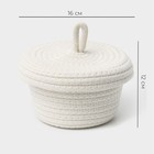 Корзина для хранения LaDо́m «Белл», плетёная, ручной работы, с крышкой, хлопок, 16×16×12 см, белая - Фото 3