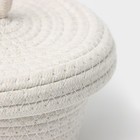Корзина для хранения LaDо́m «Белл», плетёная, ручной работы, с крышкой, хлопок, 16×16×12 см, белая - Фото 5