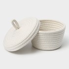 Корзина для хранения LaDо́m «Белл», плетёная, ручной работы, с крышкой, хлопок, 16×16×12 см, белая - Фото 6