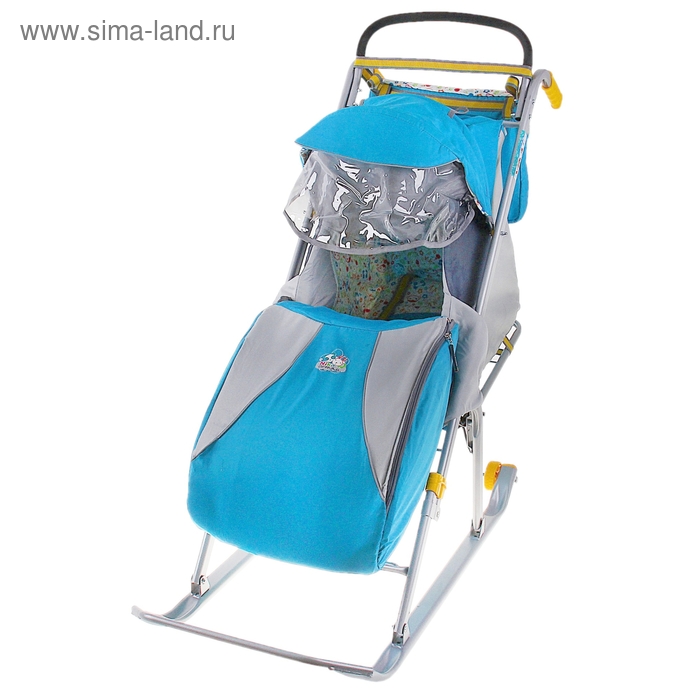 Санки-коляска «Ника детям 2» с колёсами, цвет бирюзовый