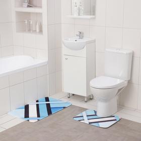 Набор ковриков для ванной и туалета Доляна «Полосатый», 2 шт: 40×50, 50×80 см
