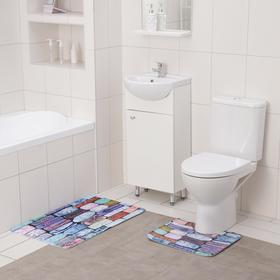 Набор ковриков для ванной и туалета Доляна «Кирпичики», 2 шт: 40×50, 50×80 см