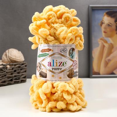 Плюшевая пряжа для вязания руками ALIZE, Puffy, 100 % микрополиэстер, 9 м/100 г, (509 дыня)