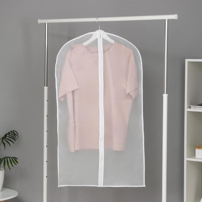 Чехол для одежды плотный Доляна, 60×100 см, PEVA, цвет белый - Фото 1