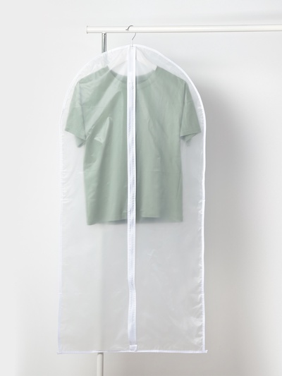 Чехол для одежды Доляна, плотный, 60×120 см, прозрачный с белым