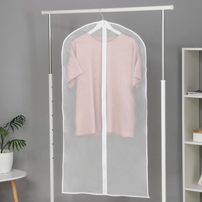 Чехол для одежды плотный Доляна, 60×120 см, PEVA, цвет белый - Фото 1