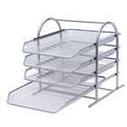 Лоток для бумаг горизонтальный, металлическая сетка, 4 отделения, серый - Фото 3