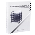 Лоток для бумаг горизонтальный, металлическая сетка, 4 отделения, серый - Фото 6