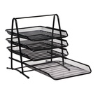 Лоток для бумаг А4, горизонтальный, металлическая сетка, 4 отделения, чёрный 5472092 - фото 7484370