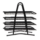 Лоток для бумаг А4, горизонтальный, металлическая сетка, 4 отделения, чёрный 5472092 - фото 7484371