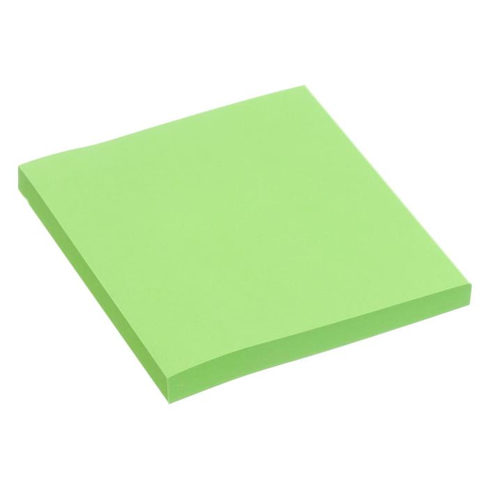 Блок с липким краем 76 мм х 76 мм, 80 листов, флуоресцентный, зелёный - Фото 1