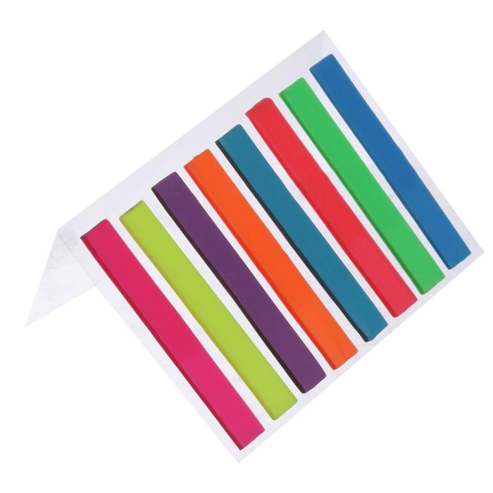 Блок-закладка с липким краем 6 мм х 48 мм, пластик, 8 цветов по 20 листов, флуоресцентный