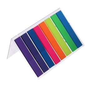 Блок-закладки с липким краем 8 мм х 45 мм, пластик, 20 листов, флуоресцентный, 8 цветов