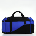 Сумка спортивная, отдел на молнии, 3 наружных кармана, длинный ремень, цвет чёрный/синий - фото 9542876