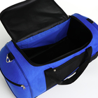 Сумка спортивная, отдел на молнии, 3 наружных кармана, длинный ремень, цвет чёрный/синий - Фото 3