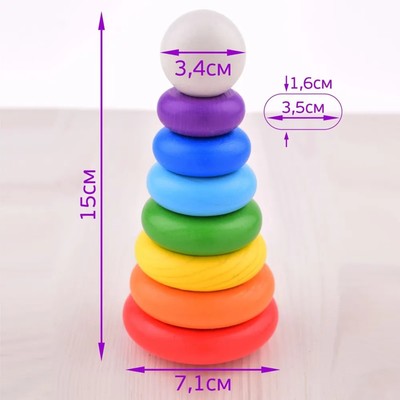 Пирамидка деревянная, 8 элементов