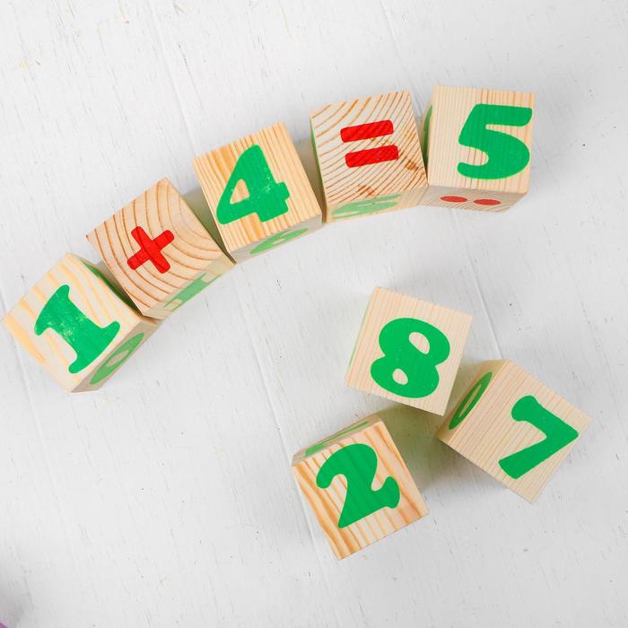 Деревянные кубики «Цифры» 12 элементов: 4 × 4 см, Томик - фото 1908237458