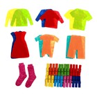 Игровой набор «Стирка» Основание, 24 прищепки, 4 предметов одежды, 22×13×40 см - Фото 4