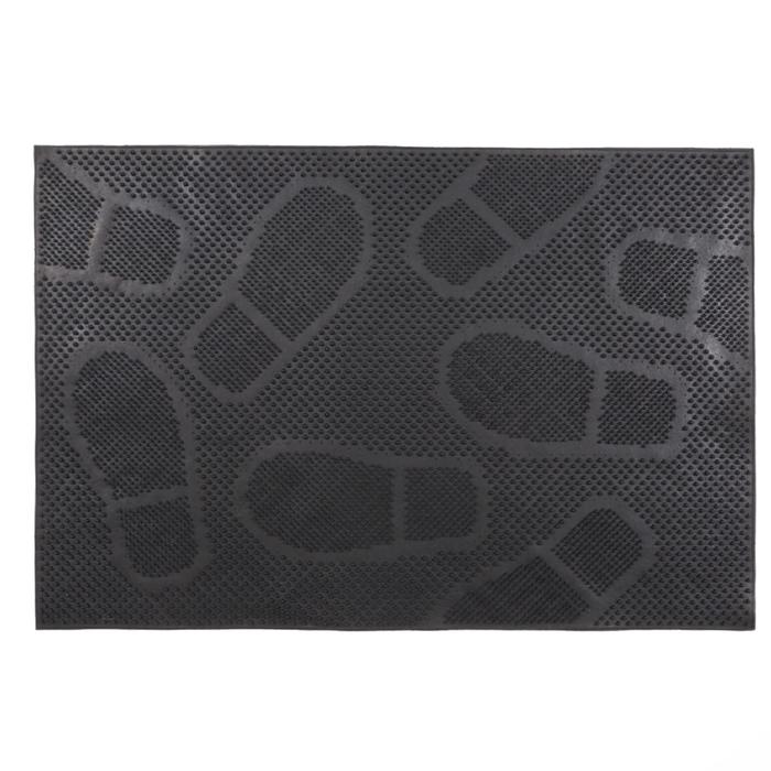 Коврик резиновый «Следы», 40х60 см, цвет чёрный - Фото 1