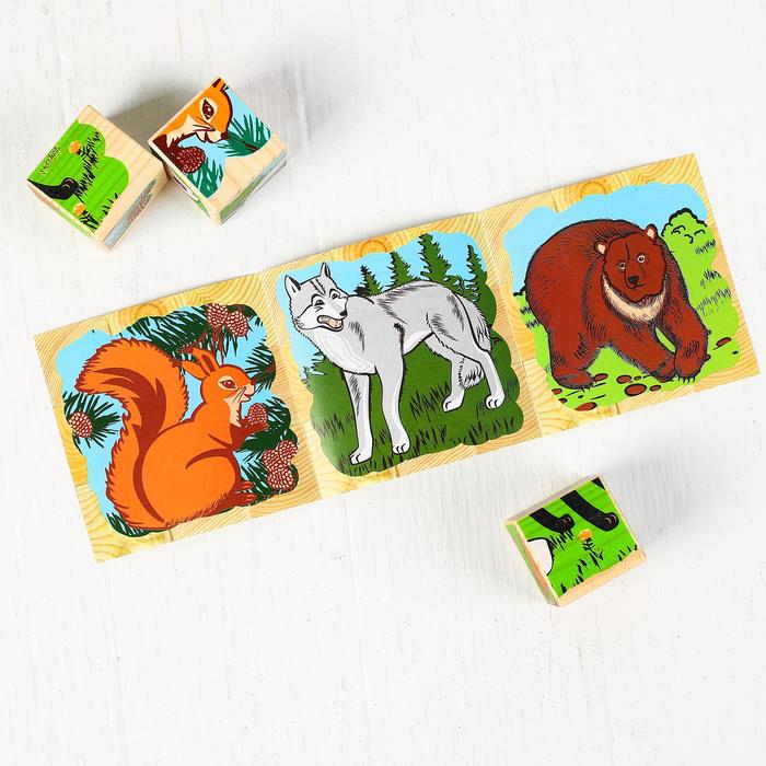 Кубики «Животные леса», 9 элементов - фото 1890607337