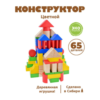 Конструктор «Цветной», 65 деталей