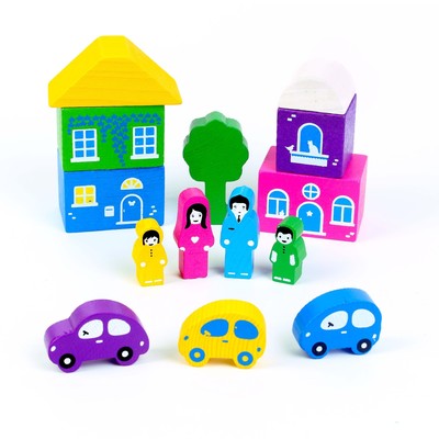 Конструктор «Цветной городок» розовый, 14 элементов