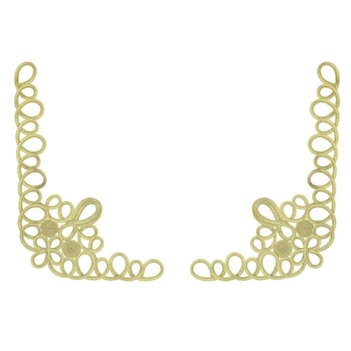 Кружево, на левый и правый угол, 2 шт., 45×30 см, жёлтое золото - Фото 1