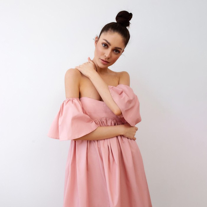 Платье с открытыми плечами MIST, размер 42, цвет розовый - фото 1919083347
