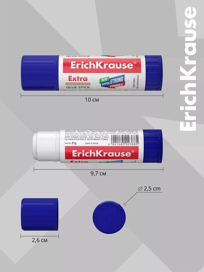 Клей-карандаш, ErichKrause Extra, PVP, усиленная формула, 21 г